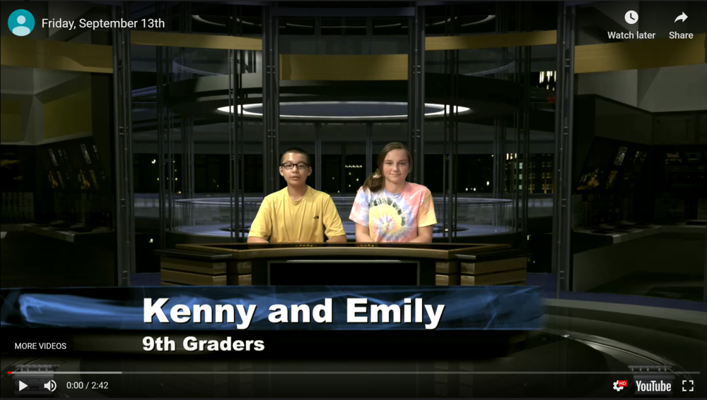 Kenny and Emily, 9th Graders News Team