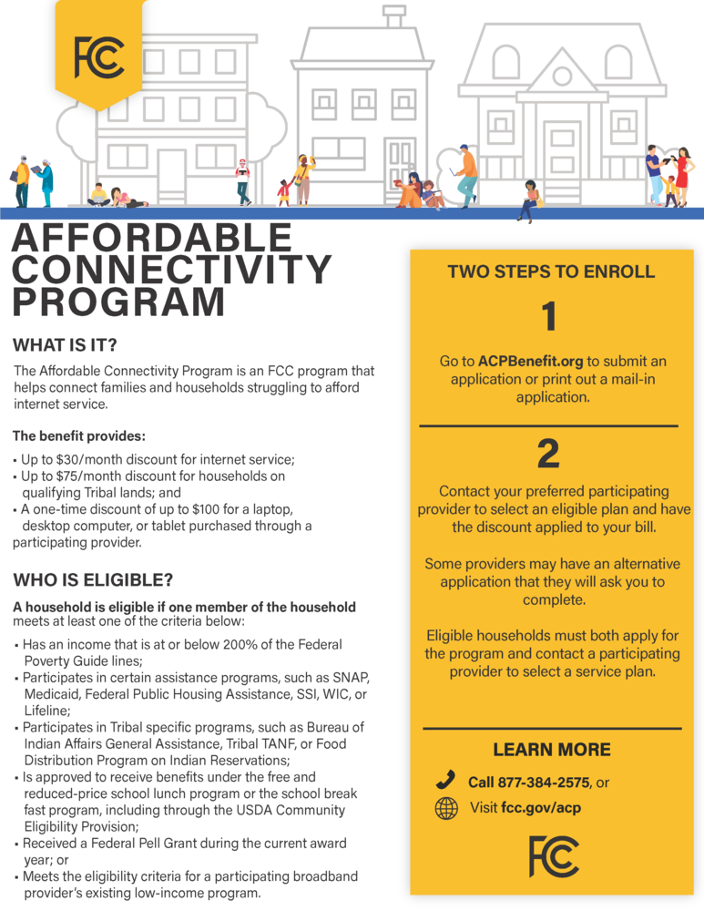 OPPORTUNITY FOR CBSD FAMILIES- AFFORDABLE CONNECTIVITY PROGRAM