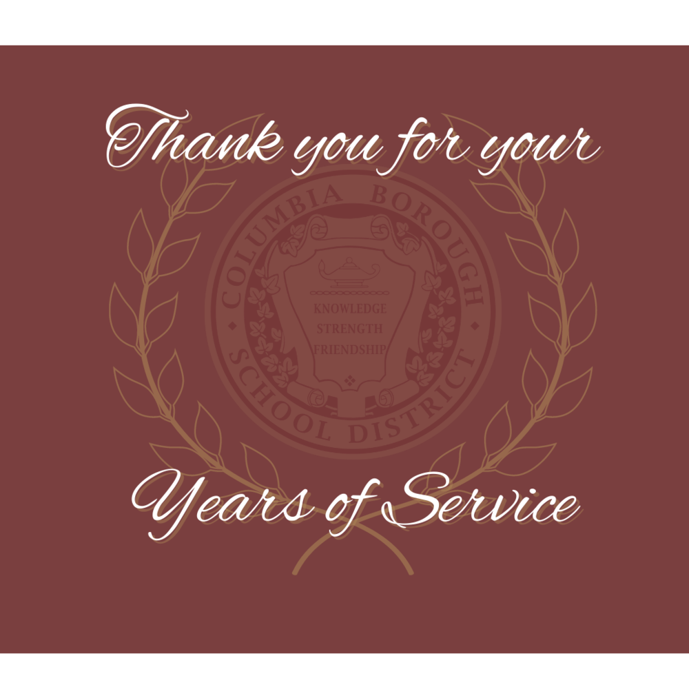 Thank you for your Years of Service with the CBSD logo on maroon backgound